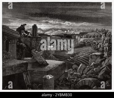 Jesaja sieht Babylon in einem Traum zerstört. Altes Testament. Antike Bibelillustration von Gustave Dore (1832–1883) Stockfoto