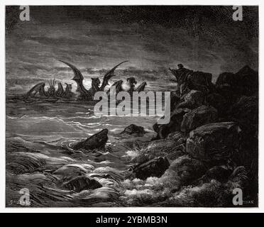 Vision des Propheten Daniel. Altes Testament. Antike Bibelillustration von Gustave Dore (1832–1883) Stockfoto