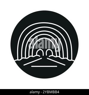 Schwarzes Symbol der unterirdischen Bergbaulinie. Signieren Sie für Webseite, mobile App, Schaltfläche, Logo. Schaltfläche Vektorisoliert. Bearbeitbare Kontur. Stock Vektor