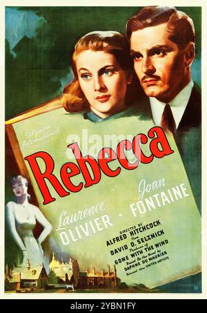 Altes Filmplakat die amerikanische Veröffentlichung von Alfred Hitchcocks Film Rebecca aus dem Jahr 1940 Stockfoto