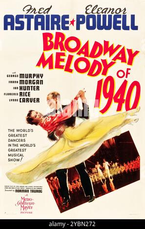 Vintage-Filmplakat für Broadway Melody of 1940 (MGM 1940) Fred Astaire, Eleanor Powell, weltgrößter Tänzer - Musical Stockfoto