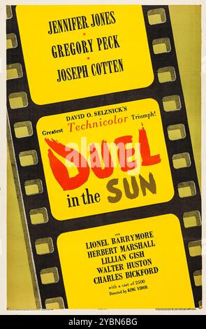 Duel in the Sun (United Artists, 1947) Western. Oldtimer-Filmposter. Mit Jennifer Jones, Gregory Peck und Joseph Cotten in den Hauptrollen Stockfoto