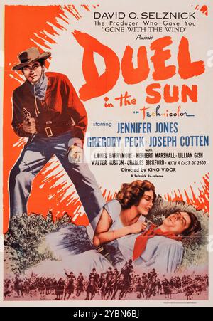 Duel in the Sun (United Artists, 1947) Western. Oldtimer-Filmposter. Mit Jennifer Jones, Gregory Peck Und Joseph Cotten Stockfoto