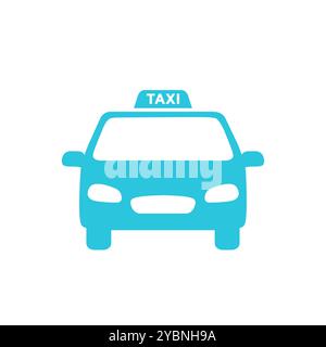 Auto Taxi Taxi Service Symbol. Vorderansicht, isoliert auf weißem Hintergrund. Aus blauer Symbolgruppe. Stock Vektor