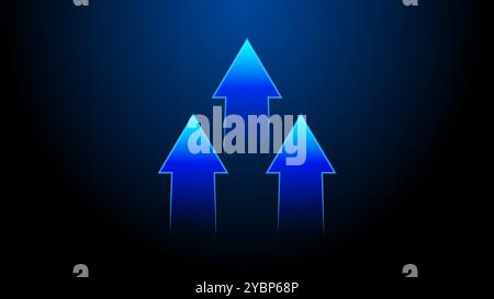 Leuchtpfeil nach oben. Blau leuchtende Pfeile zeigen nach oben. Wachstum, Innovation, Marketing, Geschäft. Stock Vektor