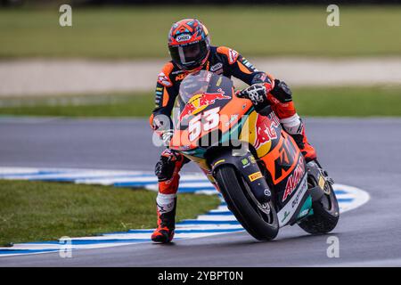 Melbourne, Australien. Oktober 2024. Deniz Öncü auf dem Red Ducati während des moto2-Trainings bei der australischen MotoGP 2024 auf dem Phillip Island Grand Prix Circuit. Quelle: Santanu Banik/Alamy Live News Stockfoto