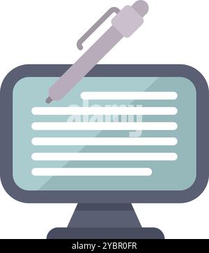 Der Stift schreibt auf einem Computerbildschirm und symbolisiert die Erstellung digitaler Inhalte Stock Vektor