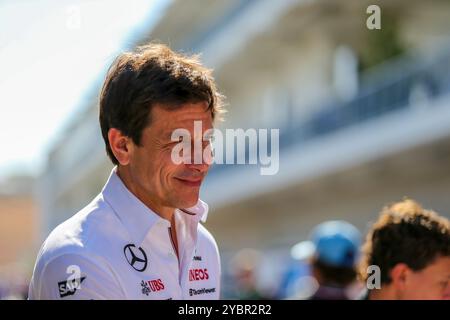 Austin, USA. Oktober 2024. Toto Wolff (AUT) - Mercedes F1 Team Principal während des Sprint-Rennens des Formel 1 Pirelli United States Grand Prix 2024, der auf dem Circuit of Americas in Austin, TX (USA), 18.-20. September 2024 stattfinden soll Credit: Alessio de Marco/Alamy Live News Stockfoto