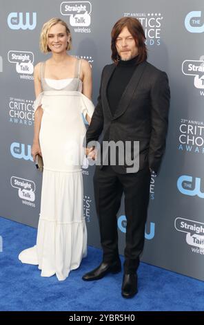 Diane Kruger und Norman Reedus bei der 23. jährlichen Critics' Choice Awards gehalten an der Barker Hangar in Santa Monica, USA, am 11. Januar 2018. Stockfoto