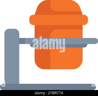Orangefarbener Betonmischer, der auf einer Baustelle arbeitet, einfaches Symbol in flachem Stil Stock Vektor