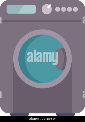 Waschmaschine mit Kleiderluke und Bedienfeld, modernes Haushaltsgerät auf dem Boden des Waschraums Stock Vektor