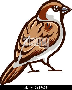 Abbildung: Stehender Spatzenvogel Stock Vektor