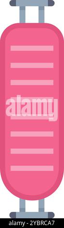 Diese minimalistische grafische Ikone eines rosafarbenen Koffers ist perfekt für Projekte im Zusammenhang mit Reisen, Urlaub und Gepäck Stock Vektor