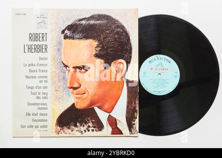 Robert L'Herbier Serie Gala 33 1/3 U/min Album Cover und Vinyl Aufnahme. Stockfoto