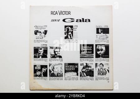 RCA Victor Serie Gala mit verschiedenen Künstlern 33 1/3 U/min Langspielalbum Rückcover. Stockfoto