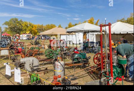 Ausstellung für Vintage-Haushaltsgeräte beim Pumpkin Festival im Chatfield State Park in Littleton, Colorado Stockfoto