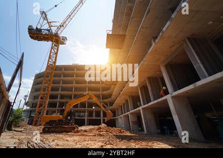 Moderner Planierraupen auf einer Baustelle Stockfoto