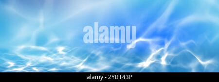 Wasser-ätzender Lichteffekt mit Überlagerungseffekt. Realistische Vektorillustration des blauen Hintergrunds mit Schwimmbad oder Meer tief mit Sonnenschatten und Re Stock Vektor