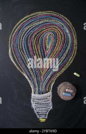 Grafische Darstellung mit Kreide auf die Tafel des Konzepts von mehrfarbigen Idee Stockfoto