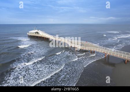 Luftbilddokumentation des Piers von Lido di Camaiore Versilia Italien Toskana Stockfoto