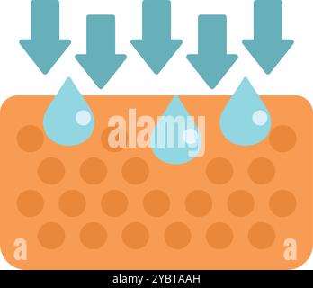 Wassertröpfchen, die die Hautoberfläche durchdringen, zeigen einen Hydratationsprozess der Haut Stock Vektor