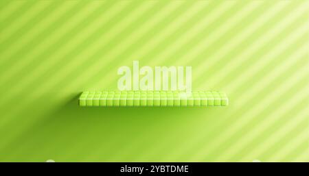 Grünes Regal aus quadratischen Fliesen an der Wand mit diagonaler Linienstruktur. Realistische 3D-Vektor-Illustration von Küchen- oder Badezimmer-Innenelement für Profis Stock Vektor