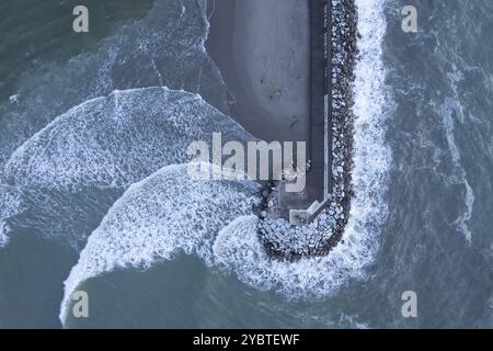 Luftbilddokumentation des Piers in Viareggio Tuscany Italien Stockfoto