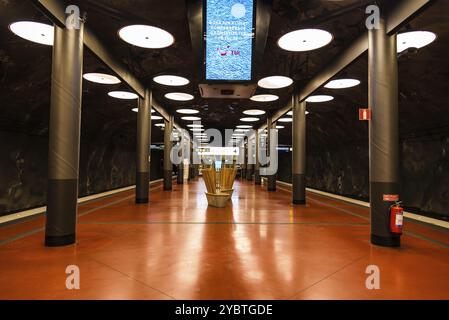 Stockholm, Schweden, 7. August 2019: Bahnhof des Arlanda Express am Flughafen, Europa Stockfoto