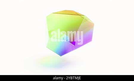 Regenbogenkristall auf weißem BG 3D-Rendering Stockfoto