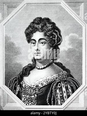 Königin Maria II. Von England, Schottland und Irland (1662–1694), von einem Kupferstich um 1803. Stockfoto