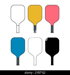 Pickleball-Schlägersport, Paddel-Symbol in der Halle, Web-Flat-Symbol-Vektor. Stock Vektor