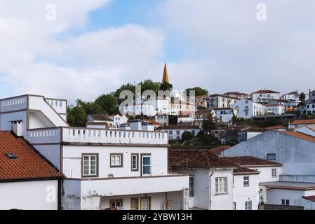 Blick auf die koloniale Altstadt von Angra do Heroismo, Insel Terceira, Azoren, Portugal, Europa Stockfoto