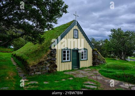 Island, Südosten Islands, Austurland, Hof, Hofskirkja Kirche Stockfoto