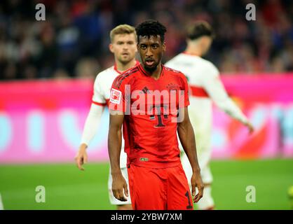 München, Deutschland, 19. Oktober 2024: Fussball, Herren, Bundesliga, Saison 2024/2025, FC Bayern München - VFB Stuttgart, Allianz Arena Kingsley Coman (FC Bayern München) Kopf, Oberkörper, stehend DFB, DFL-Vorschriften verbieten jede Verwendung von Fotografien als Bildsequenzen und/oder Quasi-Video Stockfoto