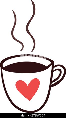 Fröhliches Kaffeetassen-Design mit Herzen und Smiley-Gesicht Stock Vektor