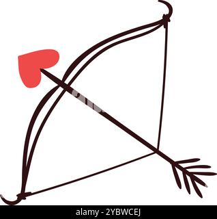 Romantisches Vektorsymbol mit Bogen und Pfeil für Liebesmotive Stock Vektor