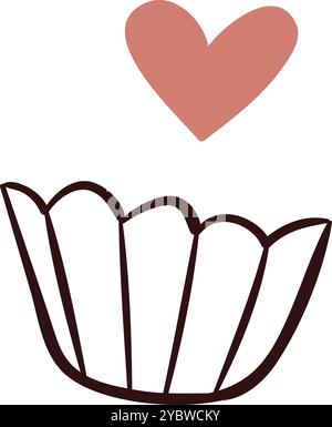 Handgezeichneter Doodle Cake mit Herzen für Feiern Stock Vektor