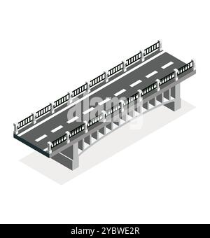 Isometrische Brücke. Vektorabbildung. Straßensymbol. Städtische Infrastruktur. Autobahnbrücke. Stock Vektor