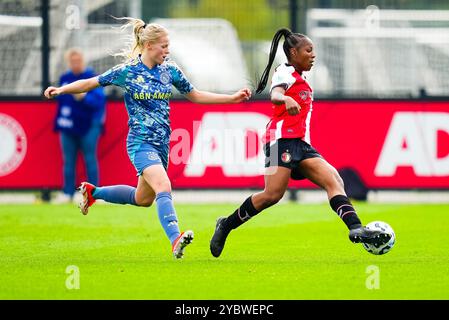 Rotterdam - Celainy Obispo von Feyenoord Rotterdam während der vierten Runde der Azerion Vrouwen Eredivisie in der Saison 2024/2025. Das Spiel findet zwischen Feyenoord V1 und Ajax V1 in Varkenoord am 20. Oktober 2024 in Rotterdam statt. (VK Sportphoto/Danny de Groot) Stockfoto