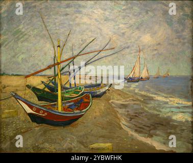 Fischerboote am Strand von Les Saintes Maries-de-la-Mer 1888 Vincent van Gogh Stockfoto