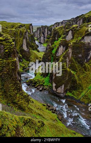 Island, Sudurland, Fjadrargljufur Canyon im Süden Islands Stockfoto