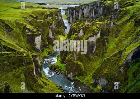 Island, Sudurland, Fjadrargljufur Canyon im Süden Islands Stockfoto