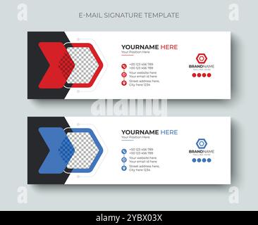 Minimales und kreatives Design für E-Mail-Signatur oder E-Mail-Fußzeile. Professionelle E-Mail-Signatur-Designvorlage für Unternehmen. Stock Vektor