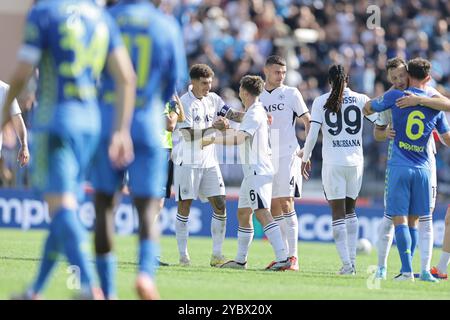 ssc Napoli feiert am 20. Oktober 2024 im Carlo Castellani Stadion in Empoli das Siegesspiel während des Fußballspiels der Serie A Empoli gegen SSC Napoli. Stockfoto