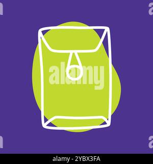 Kritzelbuchstabe, offener Knopf, Schnur, handgezeichneter Umschlag mit dünner schwarzer Linie Stock Vektor