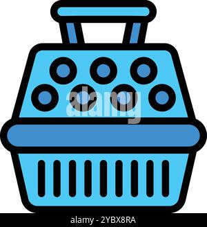 Blauer PET-Träger aus Kunststoff mit Griff für den sicheren und komfortablen Transport von Kleintieren Stock Vektor