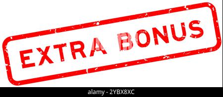 Grunge Red extra Bonuswort quadratische Gummidichtung auf weißem Hintergrund Stock Vektor