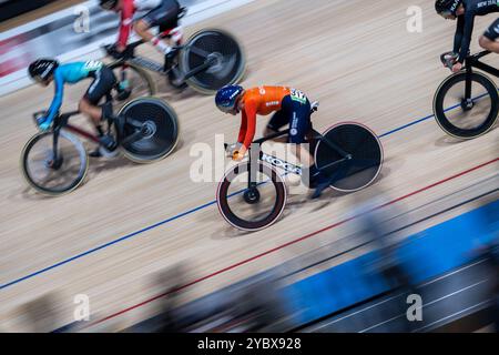 Ballerup, Dänemark. Oktober 2024. BALLERUP, DÄNEMARK - 20. OKTOBER: Marit Raaijmakers aus den Niederlanden während des 5. Tages der Tissot UCI Track World Championships 2024 in der Ballerup Super Arena am 20. Oktober 2024 in Ballerup, Dänemark. (Foto: Arne Mill/BSR Agency) Credit: BSR Agency/Alamy Live News Stockfoto