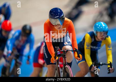 Ballerup, Dänemark. Oktober 2024. BALLERUP, DÄNEMARK - 20. OKTOBER: Marit Raaijmakers aus den Niederlanden während des 5. Tages der Tissot UCI Track World Championships 2024 in der Ballerup Super Arena am 20. Oktober 2024 in Ballerup, Dänemark. (Foto: Arne Mill/BSR Agency) Credit: BSR Agency/Alamy Live News Stockfoto