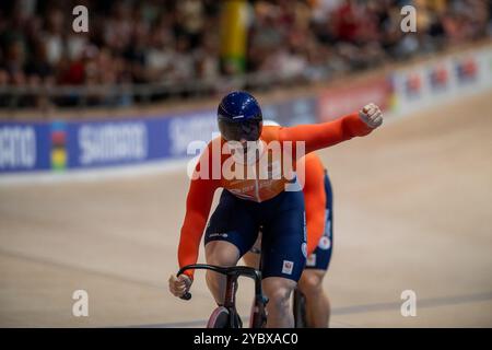 Ballerup, Dänemark. Oktober 2024. BALLERUP, DÄNEMARK - 20. OKTOBER: Harrie Lavreysen aus den Niederlanden am 5. Tag der Tissot UCI Track World Championships 2024 in der Ballerup Super Arena am 20. Oktober 2024 in Ballerup, Dänemark. (Foto: Arne Mill/BSR Agency) Credit: BSR Agency/Alamy Live News Stockfoto